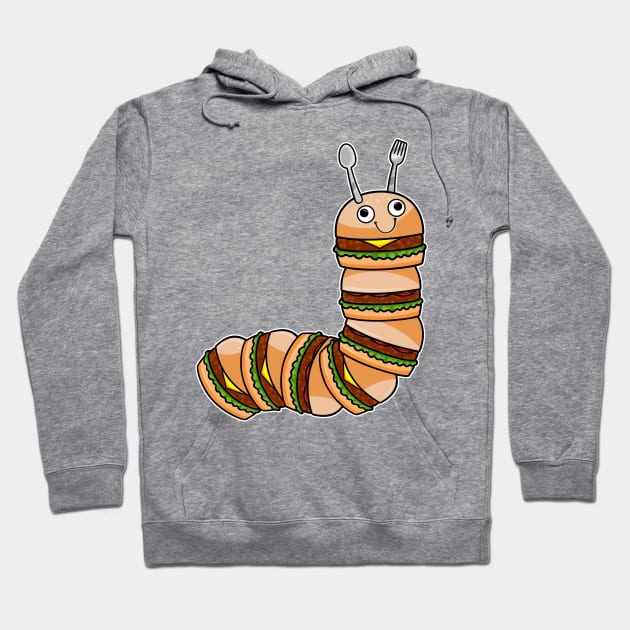 Caterpillar as Cheeseburger with Beef & Salad Hoodie by Markus Schnabel